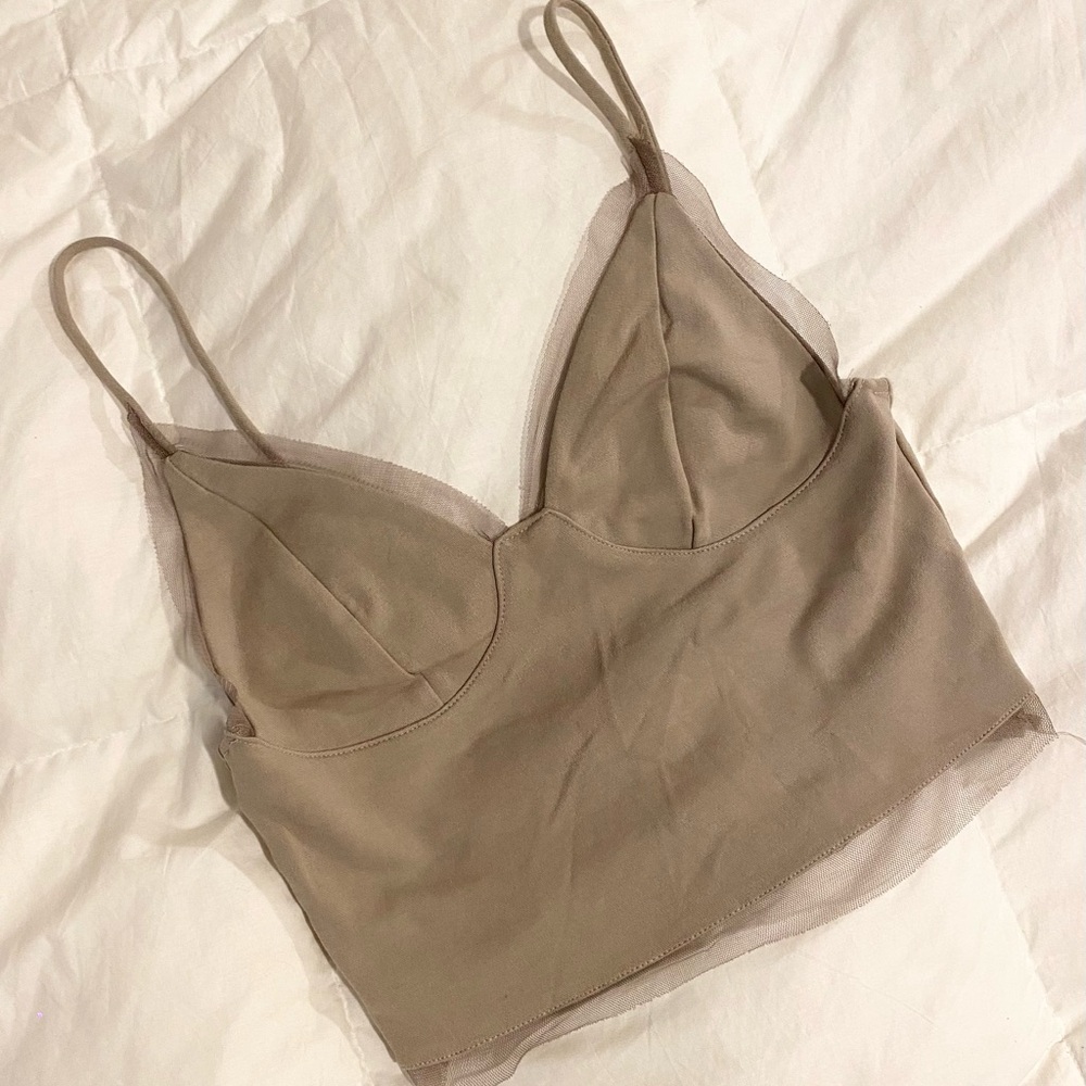 Urban outfitters tan v neck crop tank top